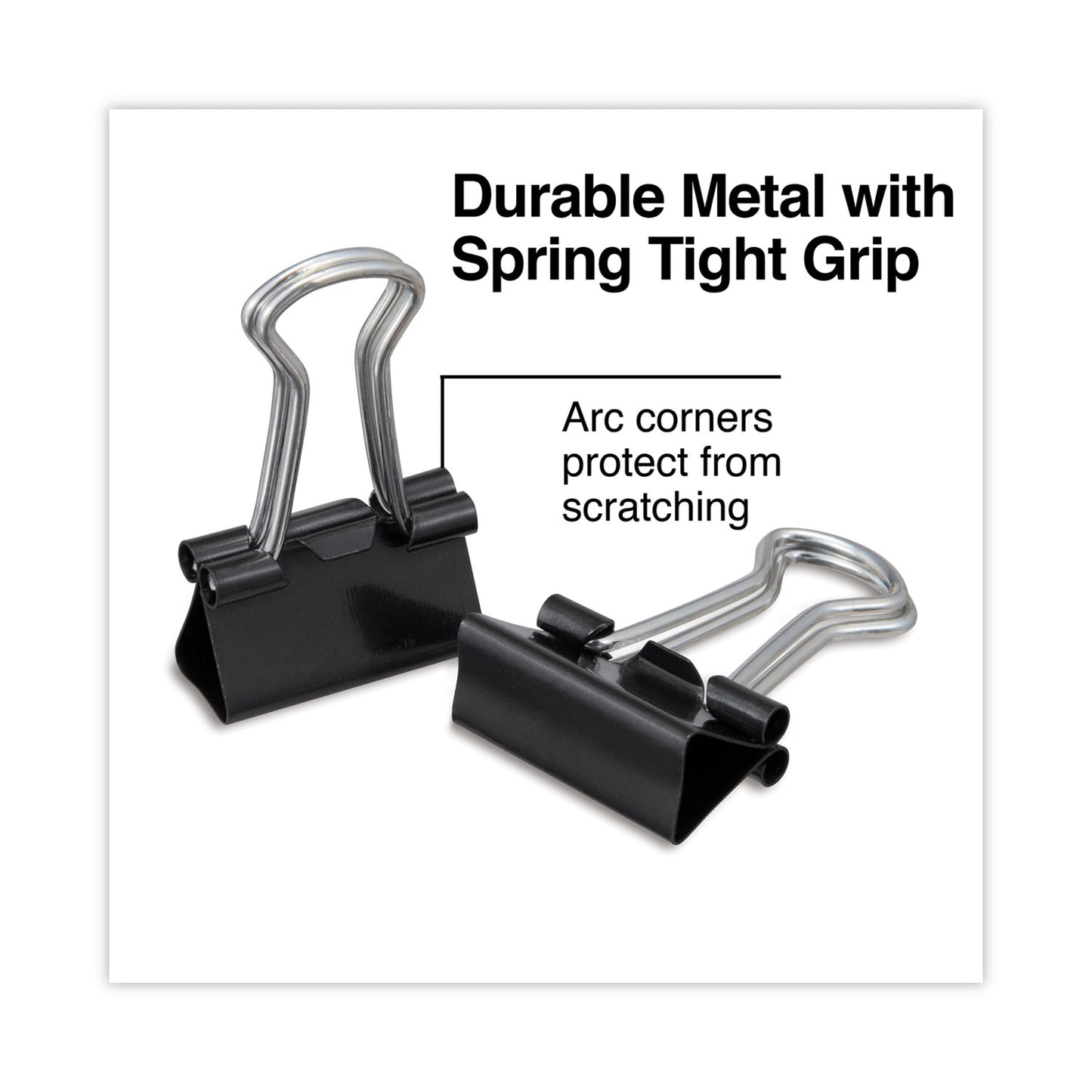 Universal Binder Clips with Storage Tub, Mini, Black/Silver, 60/Pack