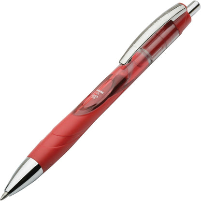 SKILCRAFT Vista Retractable Gel Pens, Medium Point, 0.7 mm, Clear Barrels, Red Ink, Pack Of 12
