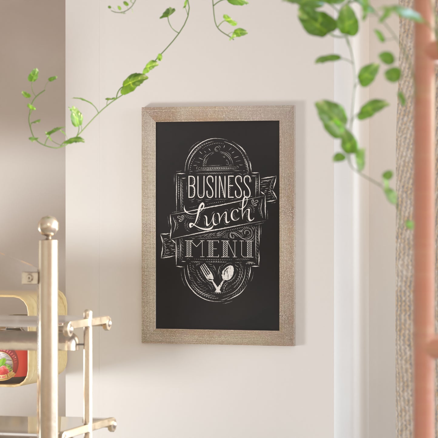 Canterbury 20" x 30" Weathered Wall Mount Magnetic Chalkboard Sign with Eraser, Hanging Wall Chalkboard Memo Board for Home, School, or Business