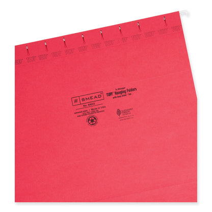 Smead TUFF Hanging Folders with Easy Slide Tab, Letter Size, 1/3-Cut Tabs, Red, 18/Box