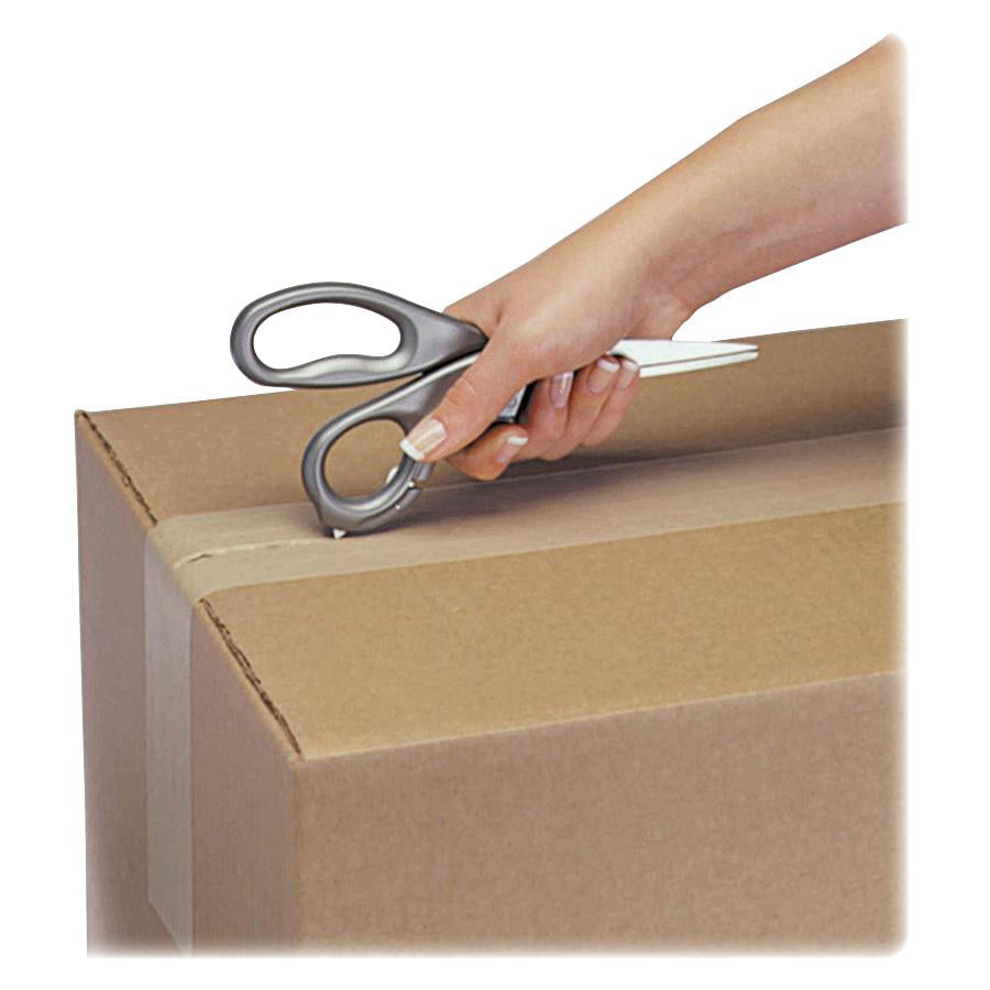 Westcott E-Z Open Box Opener Stainless Steel Shears, 8" Long, 3.25" Cut Length, Offset Gray Handle