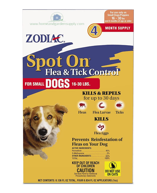 Zodiac Spot On Flea & Tick Control for Small Dogs 16-30 lbs