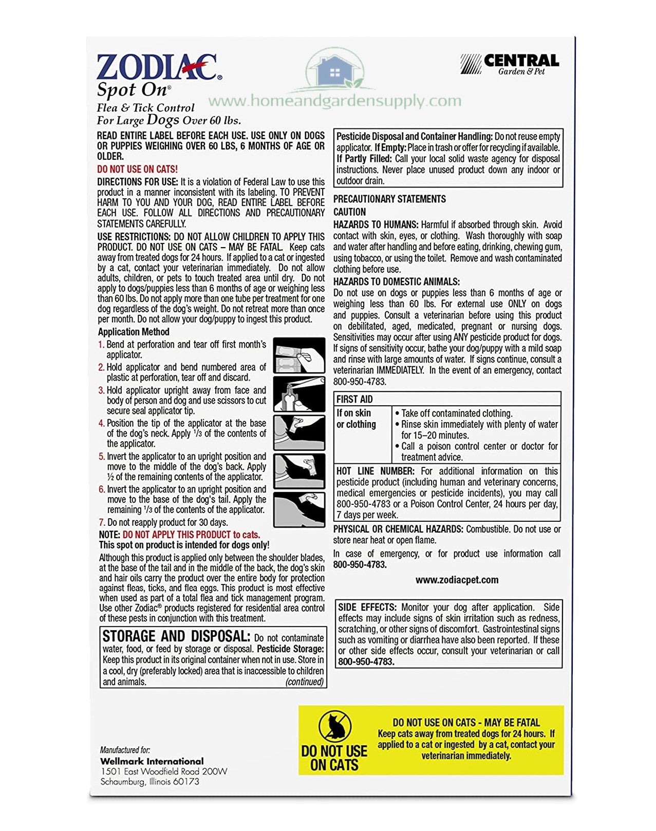 Zodiac Spot On Flea & Tick Control for Large Dogs 60+ lbs